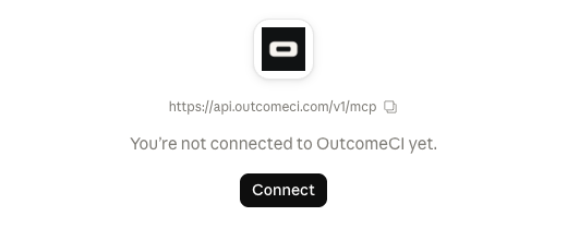 The connector page before sign-in, with the Connect button