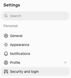 ChatGPT settings with Security and login selected